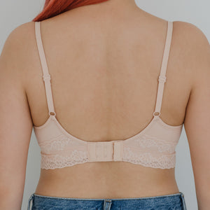 The Softest! Lacey Wireless T-Shirt Bra in Misty Nude
