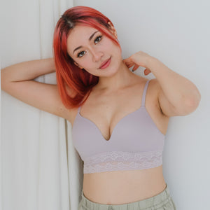 The Softest! Lacey Wireless T-Shirt Bra in Misty Thistle