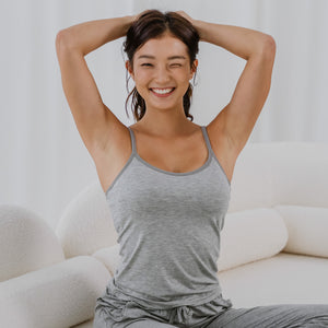 Everyday Bra-less Modal® Fabric Camisole Bra Top in Cloud Gray (With In-Built Cups)