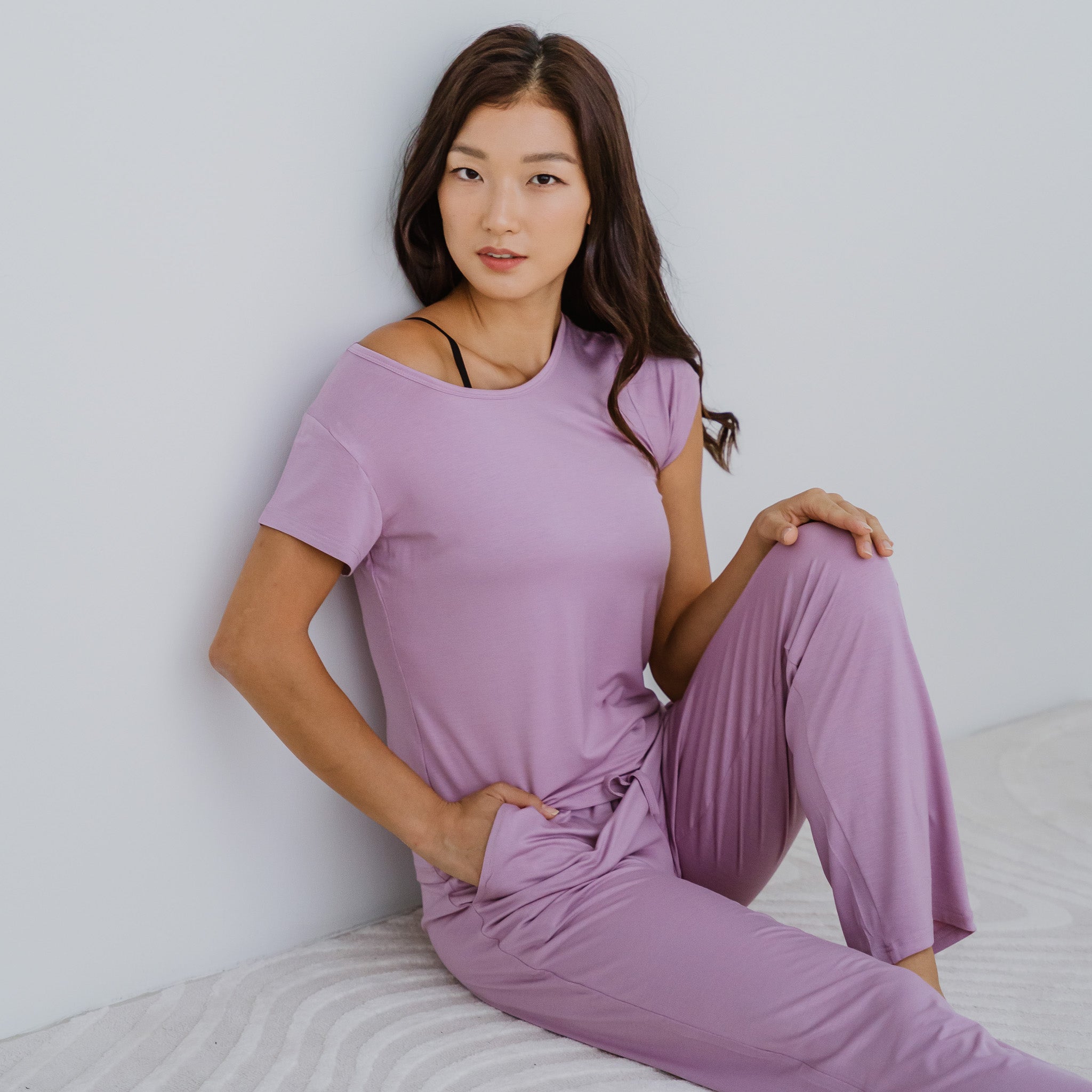 Everyday Bra-less Modal® Fabric Loungewear set in Lilac (With in-built