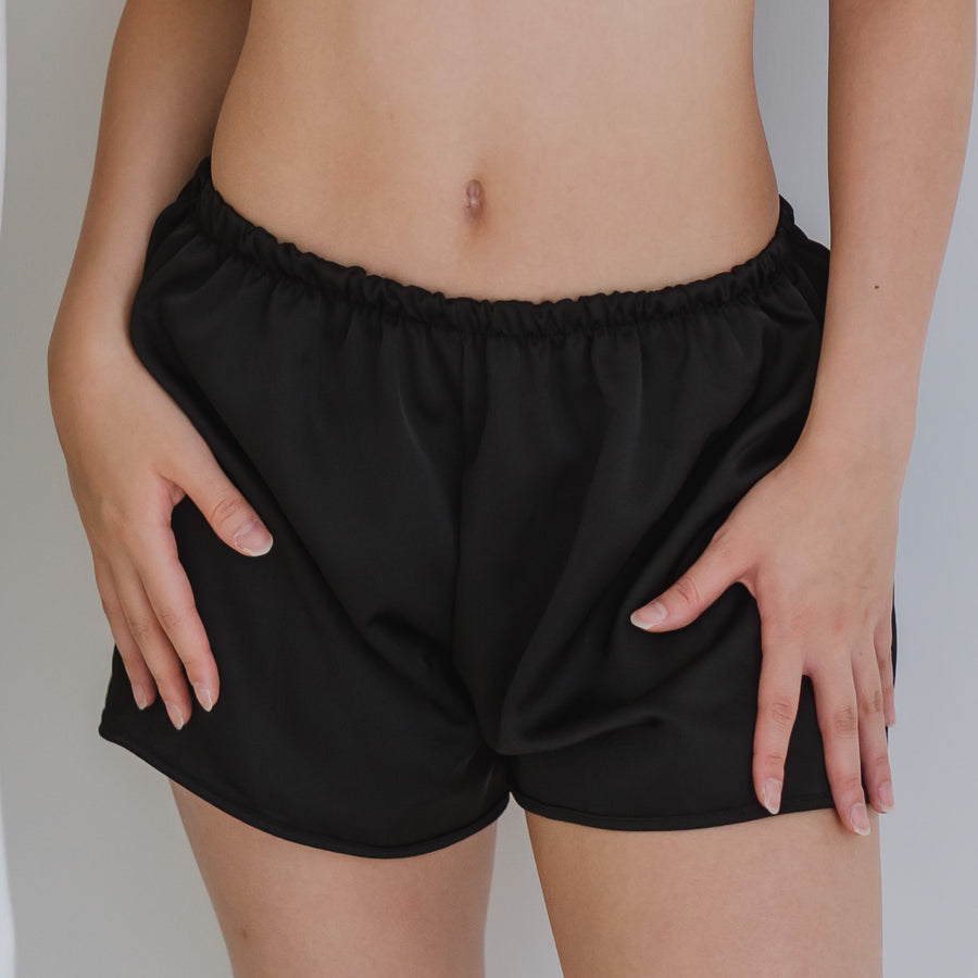 Luxurious Cooling Crease-less Satin Shorts in Eclipse