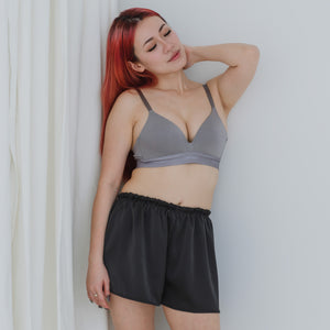 Luxurious Cooling Crease-less Satin Shorts in Graphite Gray
