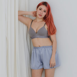 Luxurious Cooling Crease-less Satin Shorts in Snow Frost