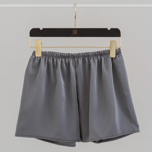 Luxurious Cooling Crease-less Satin Shorts in Stormy