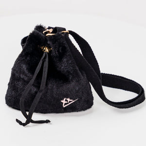 2-Way Furry Bucket Bag in Black