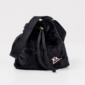 2-Way Furry Bucket Bag in Black