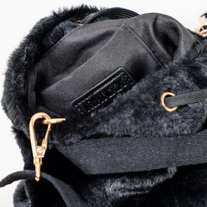 2-Way Furry Bucket Bag in Black