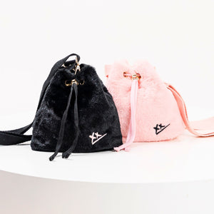 2-Way Furry Bucket Bag in Black