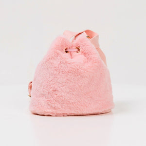 2-Way Furry Bucket Bag in Pink