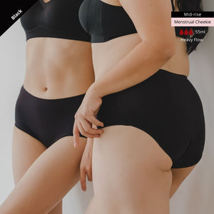 Hello Period! Overnight Seamless Mid-Rise Cheekie in Buttery Black