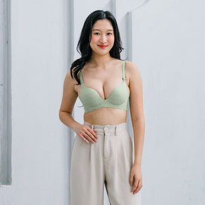 Perk Me Up! Smooth Weave Seamless Super Push Up Wireless Bra in Matcha Latte