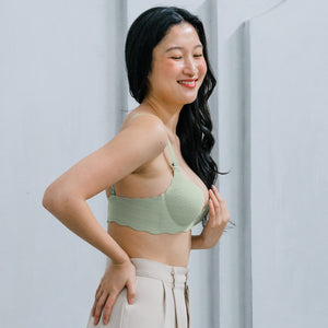 Perk Me Up! Smooth Weave Seamless Super Push Up Wireless Bra in Matcha Latte