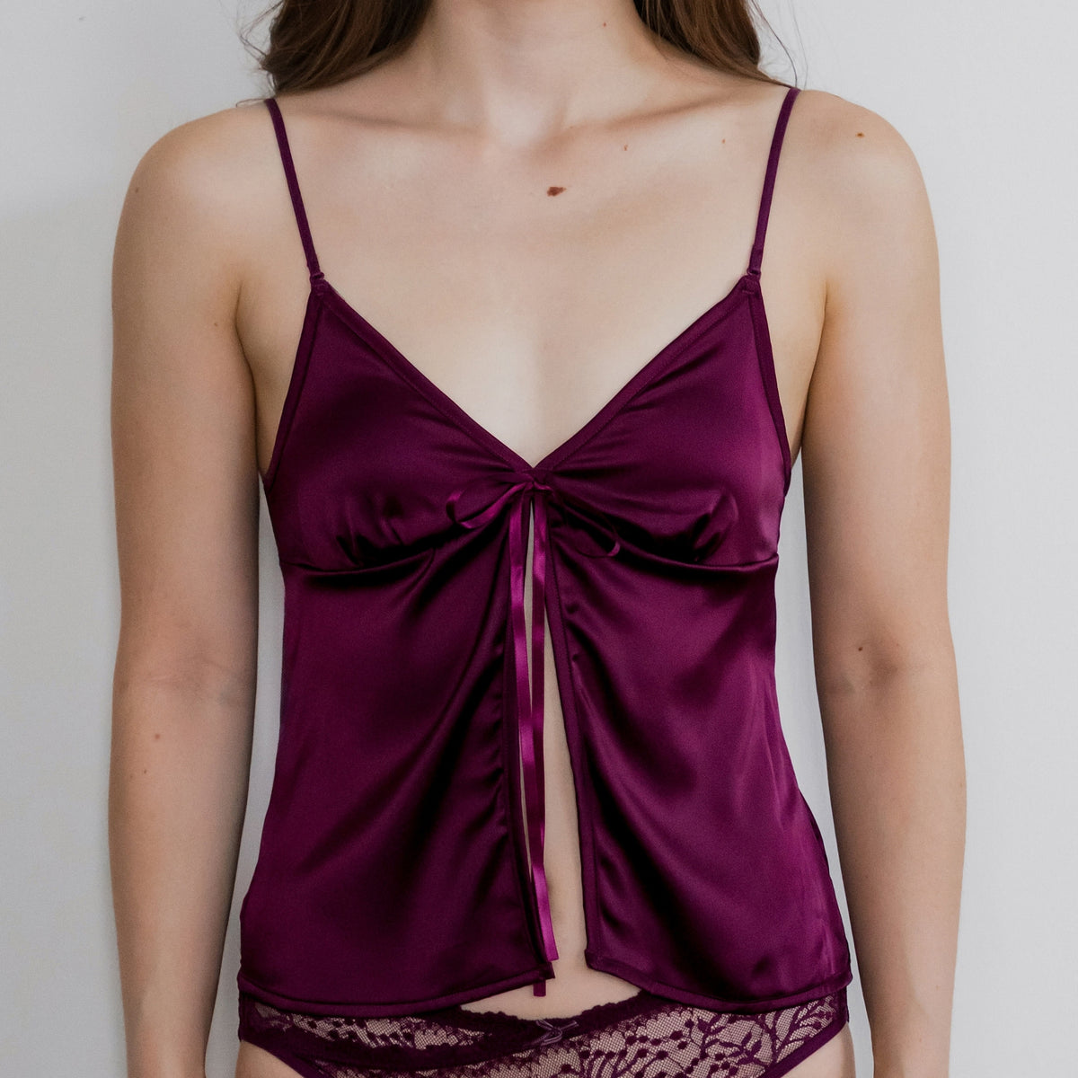 Dear Me! Lace Peek-A-Boo Satin Bra Top