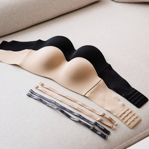 Full Scoop! Seamless Push Up Anti-slip Strapless Wireless Bra in Biscotti Nude