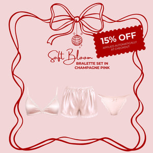 Soft Bloom Lace Bralette Set in Champagne Pink