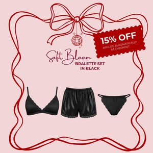 Soft Bloom Lace Bralette Set in Black