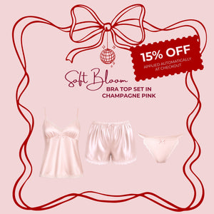 Soft Bloom Satin Bra Top Set in Champagne Pink