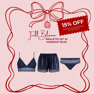 Full Bloom Lace Bralette Set in Midnight Blue