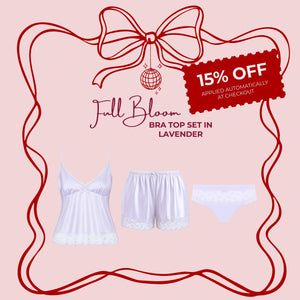Full Bloom Satin Bra Top Set in Lavender