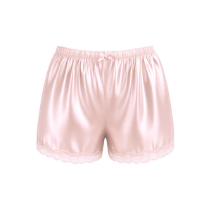 Soft Bloom Satin Lounge Shorts in Champagne Pink