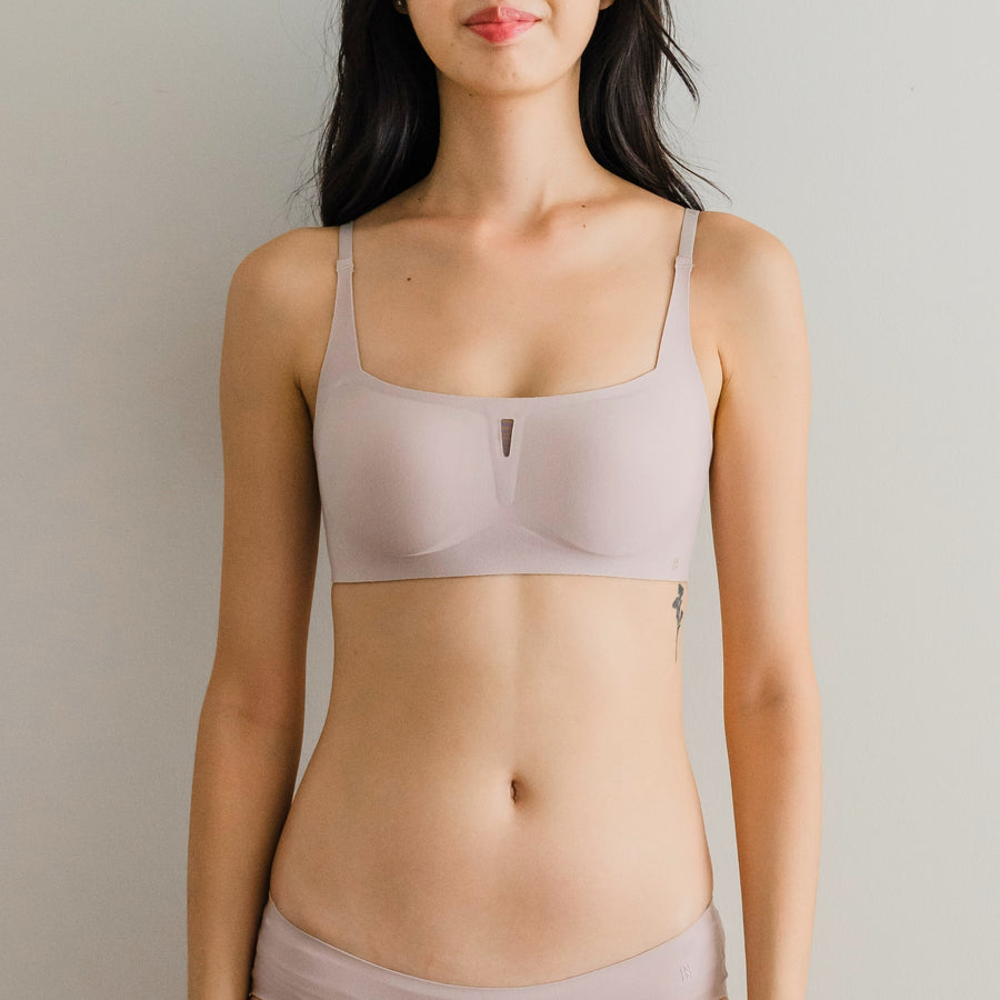 air-ee Cotton Square Neck Seamless Bra in Creamy Sakura (Machine Wash Edition) *Limited Edition