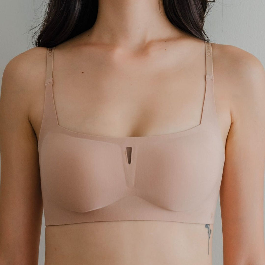 air-ee Cotton Square Neck Seamless Bra in Milk Tea (Machine Wash Edition)