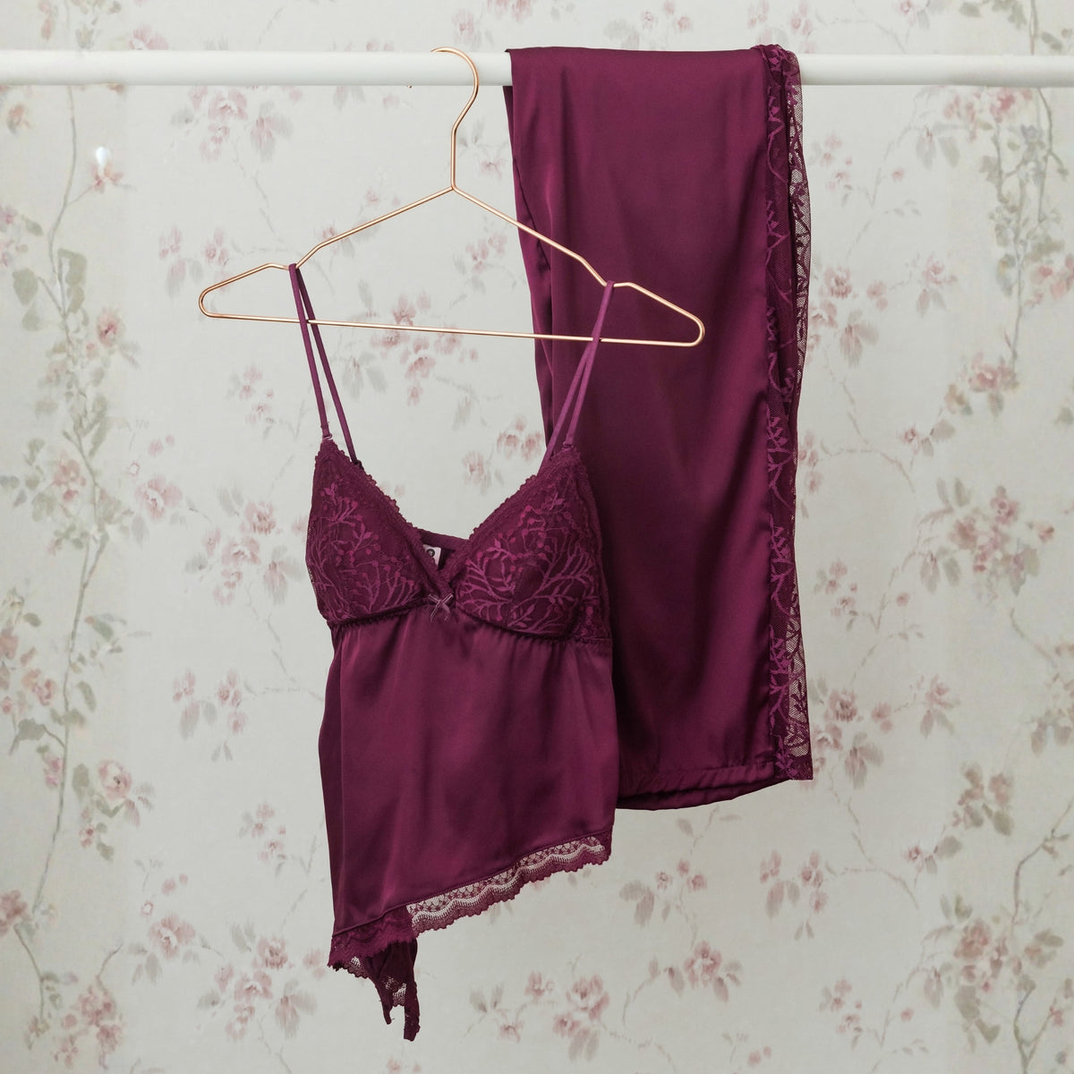 Dear Me! Lace Peek-A-Boo Satin Pants