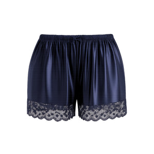 Full Bloom Satin Lounge Shorts in Midnight Blue