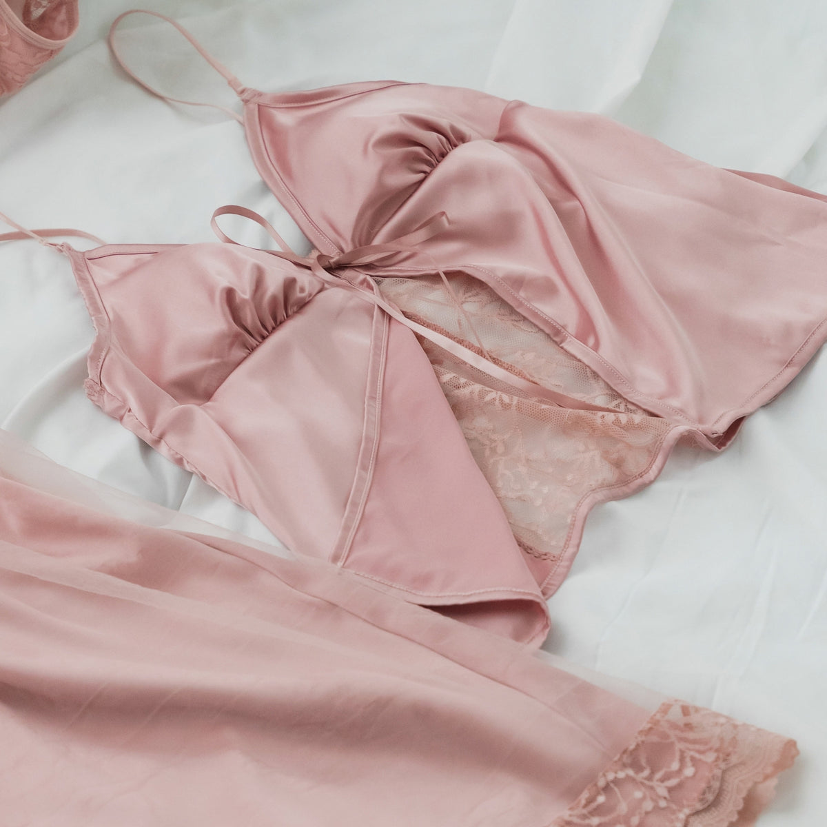 Dear Me! Lace Peek-A-Boo Satin Bra Top