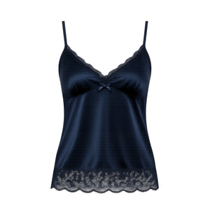 Full Bloom Satin Bra Top in Midnight Blue
