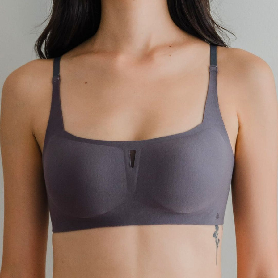 air-ee Cotton Square Neck Seamless Bra in Charcoal (Machine Wash Edition) *Limited Edition