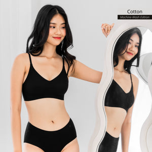 air-ee Cotton Seamless Bra in Black (Machine Wash Edition)