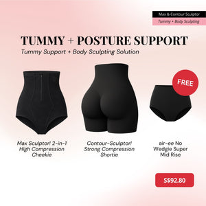 Tummy + Posture Support in Black