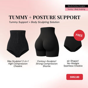 Tummy + Posture Support in Black