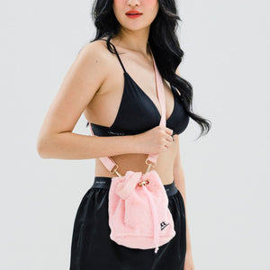 2-Way Furry Bucket Bag in Pink