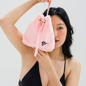 2-Way Furry Bucket Bag in Pink