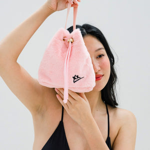 2-Way Furry Bucket Bag in Pink