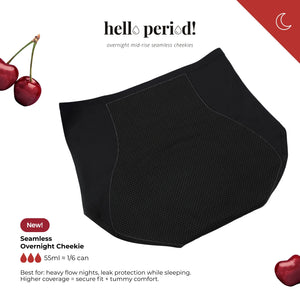 Hello Period! Overnight Seamless Mid-Rise Cheekie in Buttery Black