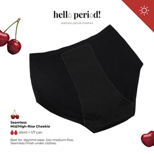 Hello Period! Seamless Mid-Rise Cheekie in Buttery Black
