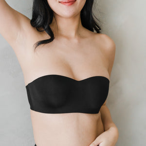 Full Scoop! Seamless Push Up Anti-slip Strapless Wireless Bra in Black