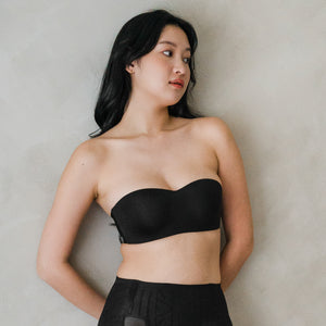 Full Scoop! Seamless Push Up Anti-slip Strapless Wireless Bra in Black