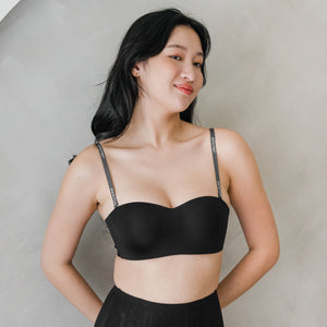 Full Scoop! Seamless Push Up Anti-slip Strapless Wireless Bra in Black