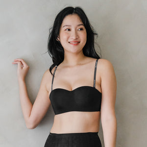 Full Scoop! Seamless Push Up Anti-slip Strapless Wireless Bra in Black