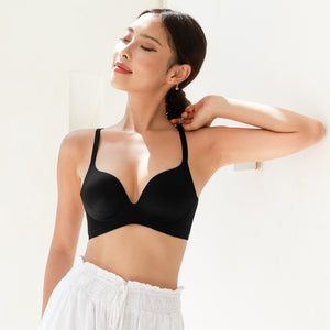 Contour Lift! Seamless Push Up Wireless Bra in Black