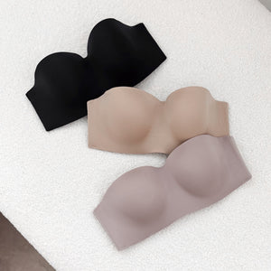 Full Scoop! Seamless Lightly-lined Anti-slip Strapless Wireless Bra in Creamy Sakura