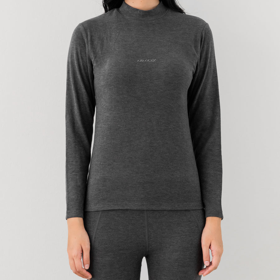 HeatHug! Thermal 2-in-1 Long Sleeve with In-Built Bra Top in Winter Stonegrey