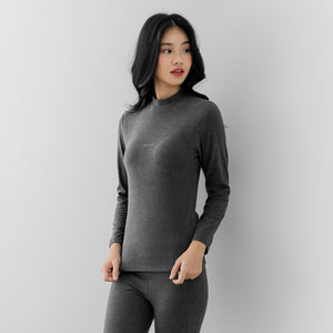 HeatHug! Thermal 2-in-1 Long Sleeve with In-Built Bra Top in Winter Stonegrey