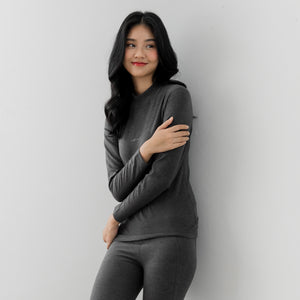 HeatHug! Thermal 2-in-1 Long Sleeve with In-Built Bra Top in Winter Stonegrey