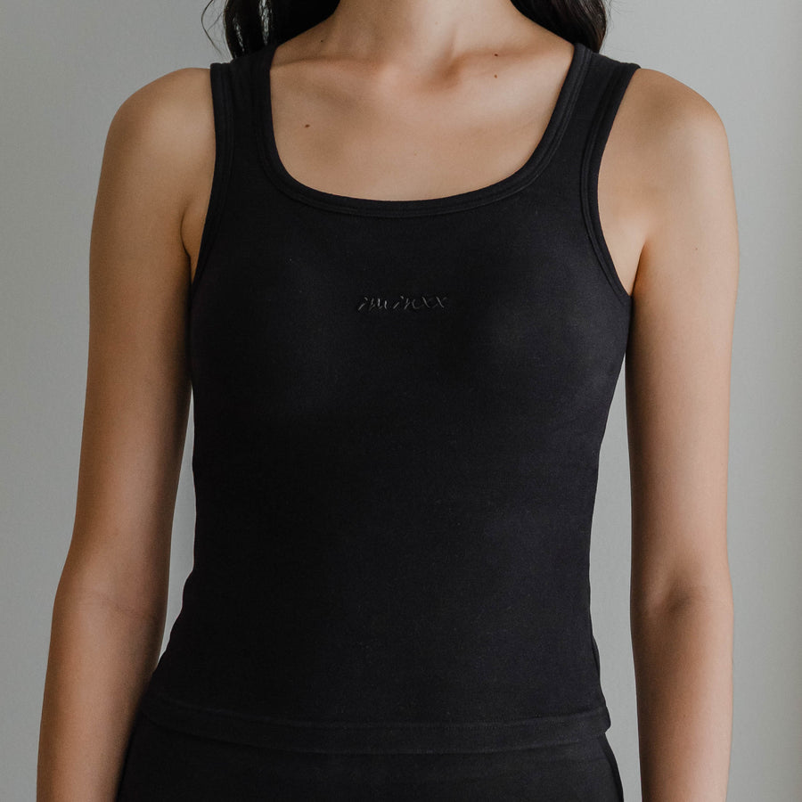 HeatHug! Thermal 2-in-1 Sleeveless with In-Built Bra Top in Black