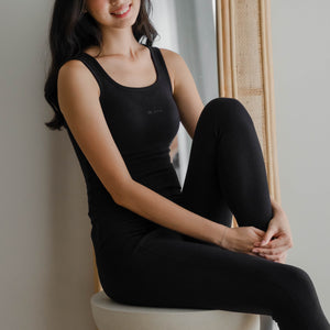 HeatHug! Thermal 2-in-1 Sleeveless with In-Built Bra Top in Black